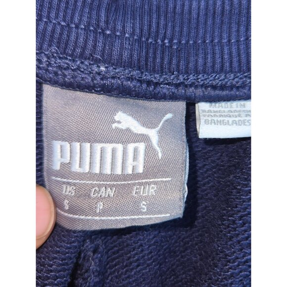Puma Mens Navy Blue & Green Cotton Blend Joggers Small - Picture 4 of 9